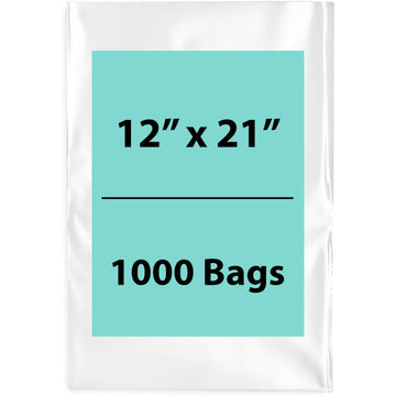12X21 inches Clear Flat Poly Bags 1.5Mil Open Top (LDPE)